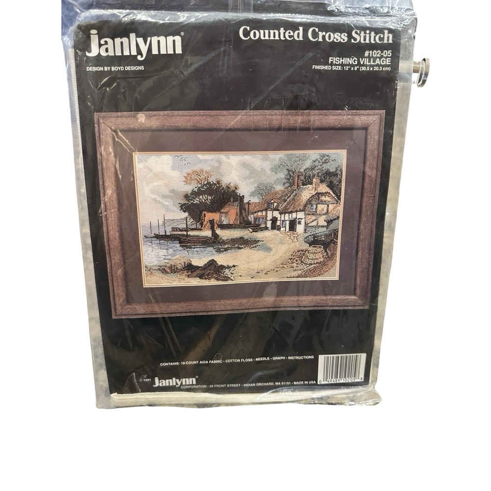 Janlynn FISHING VILLAGE Cross Stitch Kit 102-05 NEW Boyd Designs